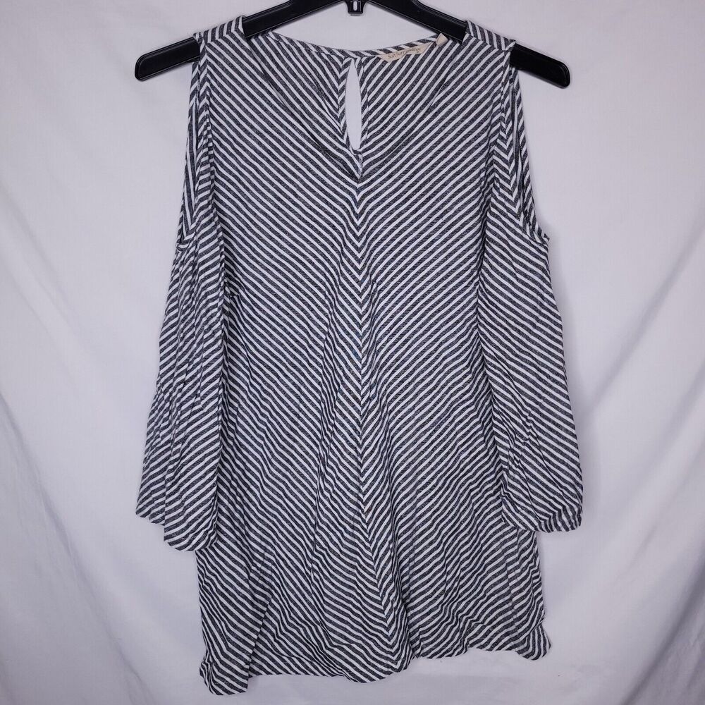Soft Surroundings Black and White Striped Cold-Shoulder Tunic